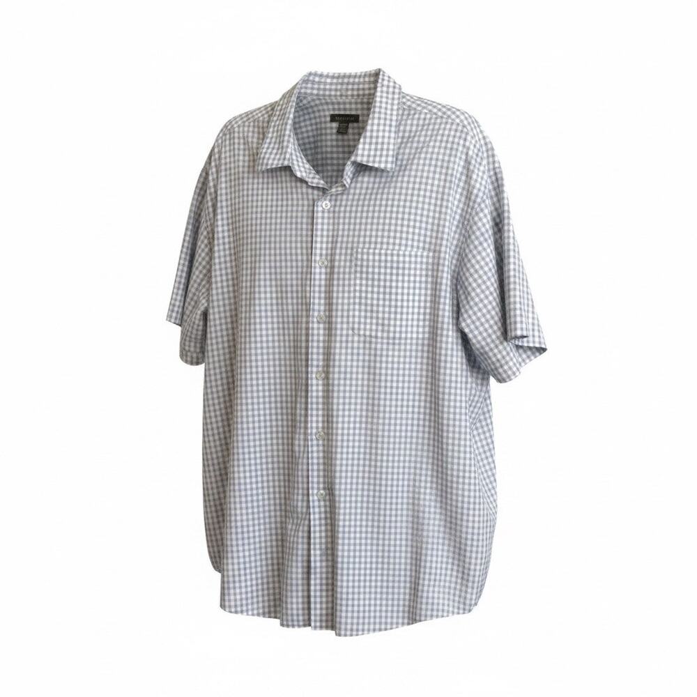 Men’s Van Heusen blue gingham check casual button front Size 2XL
